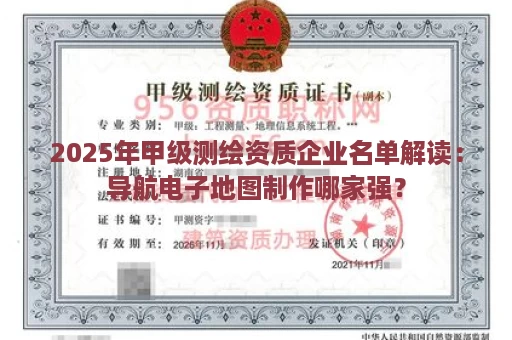 2025年甲级测绘资质企业名单解读：导航电子地图制作哪家强？